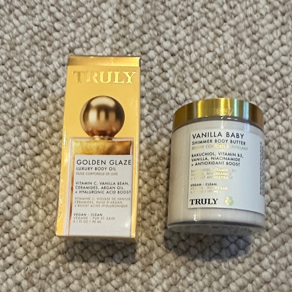 Lot of 2 NEW TRULY Golden Glaze Oil and Vanilla Baby Body Butter - Picture 1 of 3
